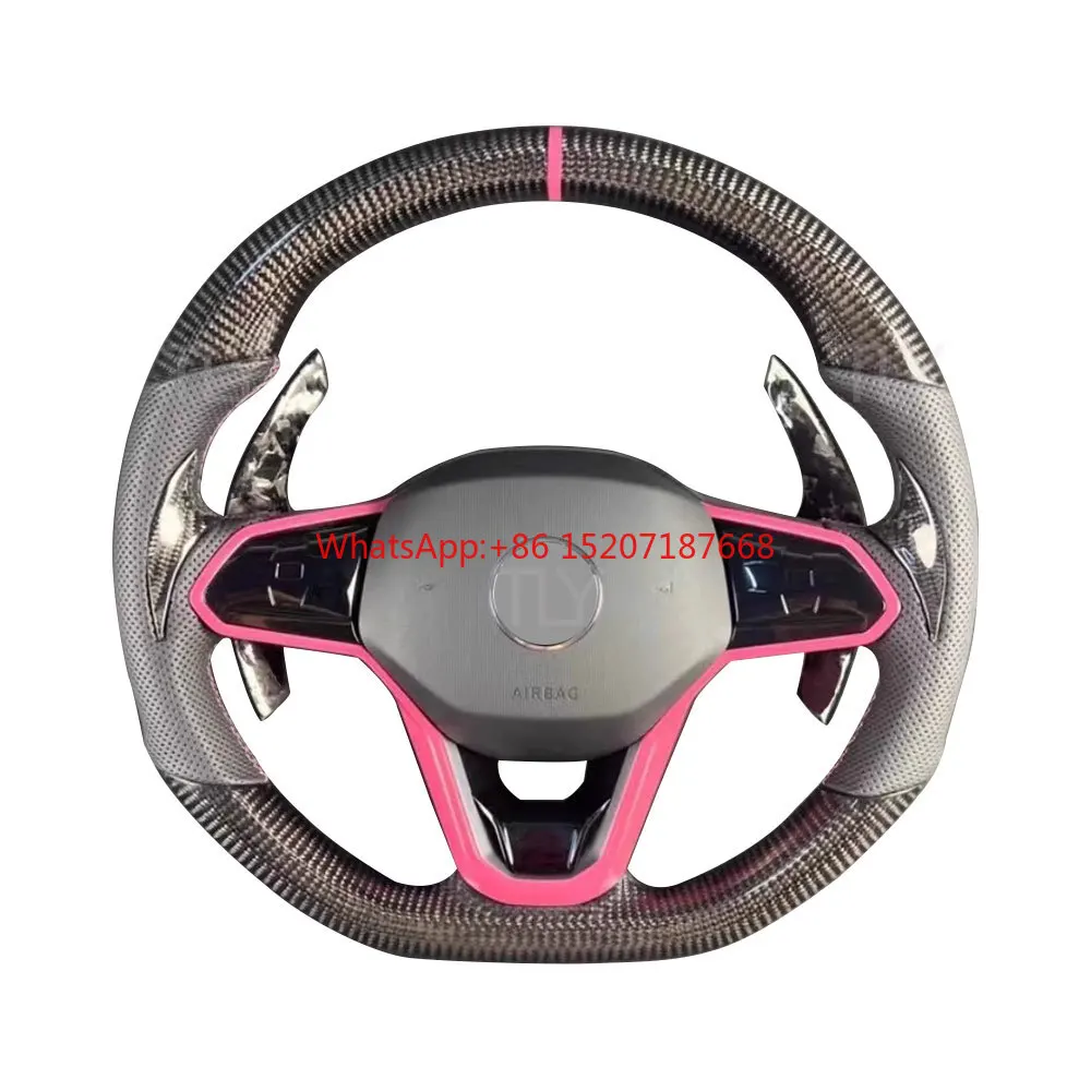 Real Carbon Fiber Car Steering Wheel For  VW Golf 7 8 Gti MK7 MK8 Carbon Fiber Steering Wheel