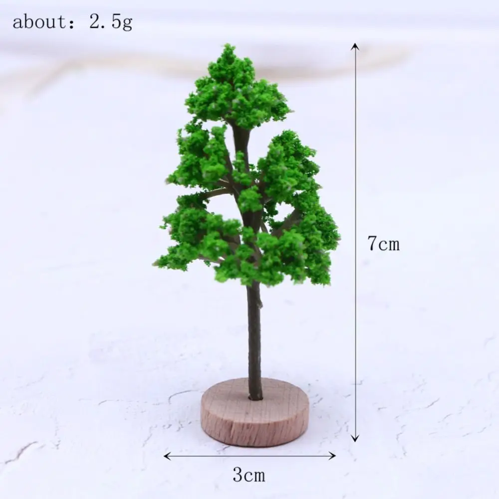 

Plastic Model Trees Natural Green Simulation Dollhouse Mini Tree Artificial Moss Rocks/Wooden Base Bonsai Figurine