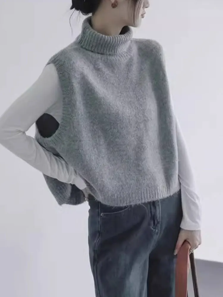 

Fene Knitted Vest Comfortable Loose Svel Casual Wear-for-the-lect Faion-forward Thin-looking Women's Top