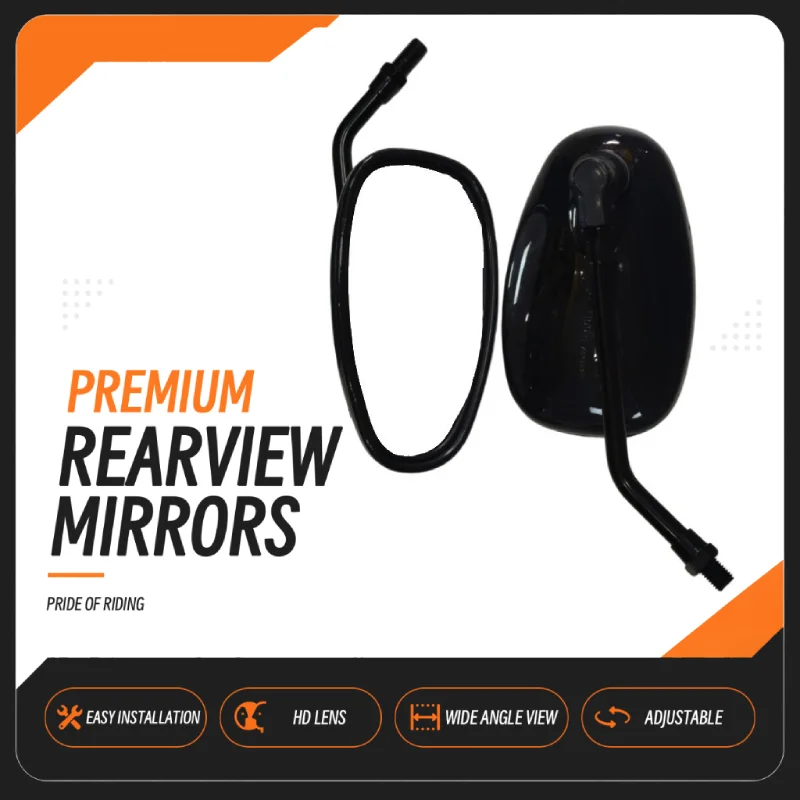 Motorcycle Mirrors Universal 10mm Scooter E-Bike Cafe Racer Retro Rearview Mirrors 360° Adjustable ABS HD Vision Side Mirror