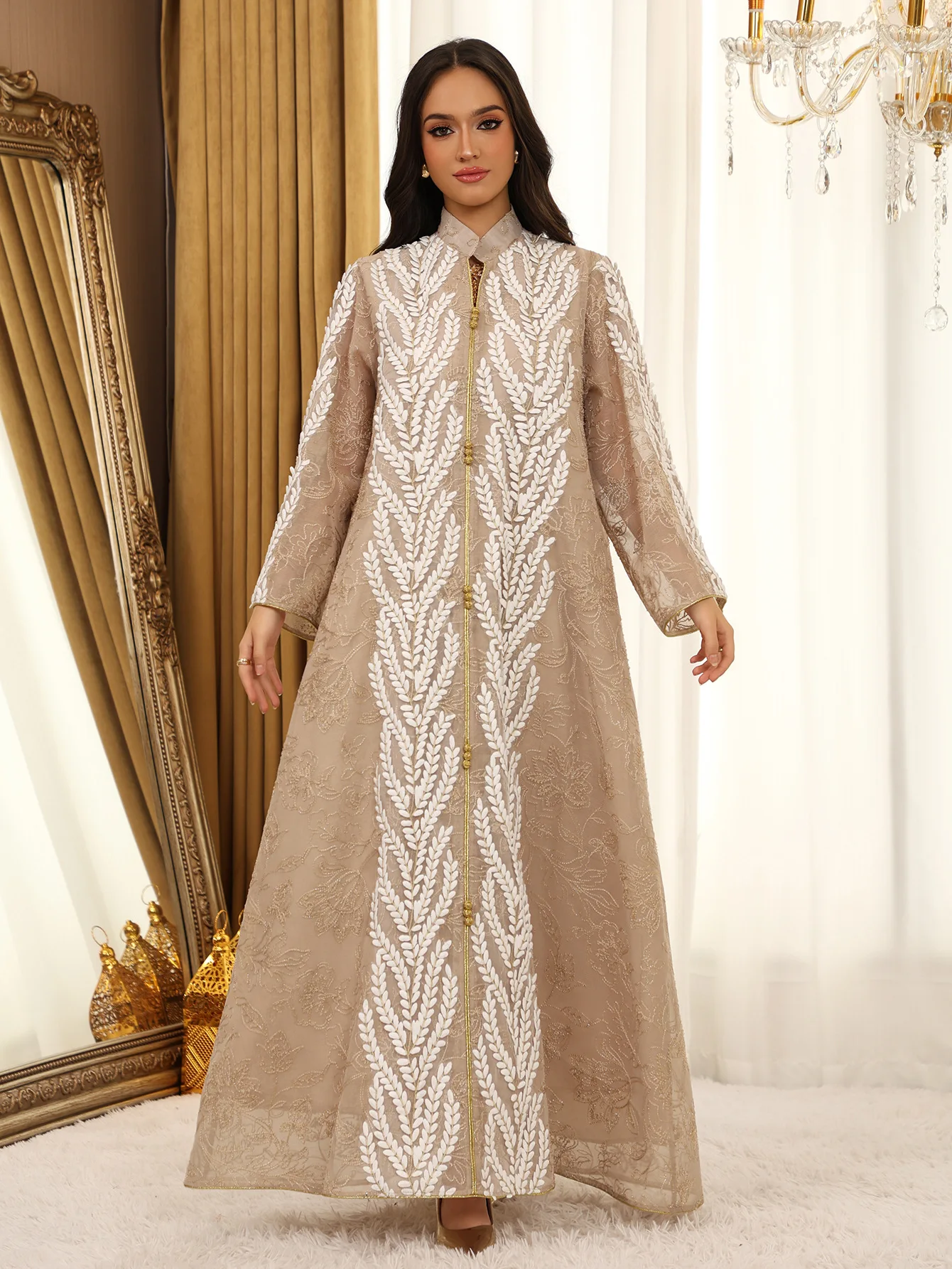 Eid Mesh Dress Women Abaya Party Dress Women Jalabiya Gorgeous Embroidery Saudi Arab Sequins Muslim Ramadan Vestidos Largos Robe