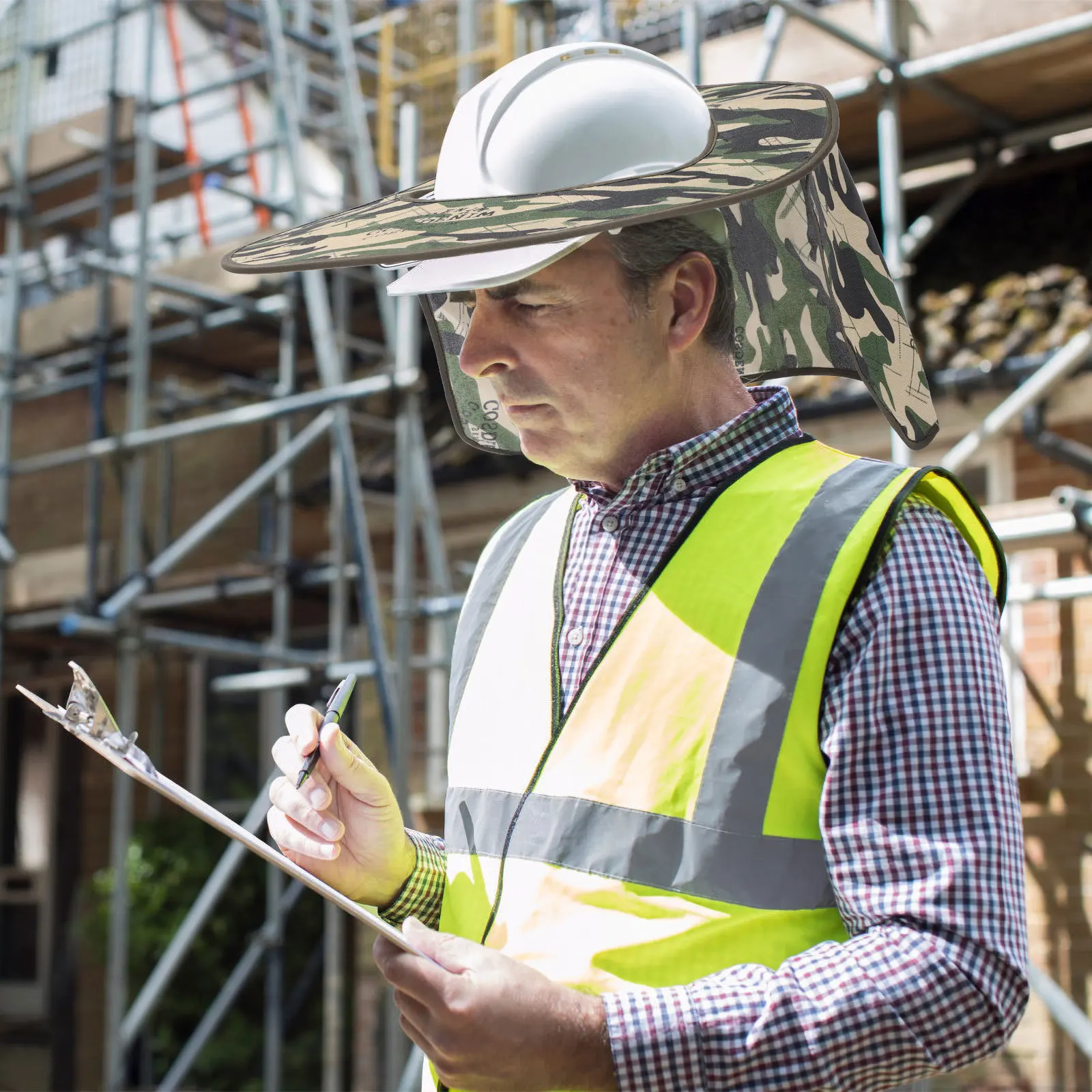 

Professional Sun Visor for Safety Hat Lightweight Uv Protection Hat Brim with Neck Curtain for Construction Site Use