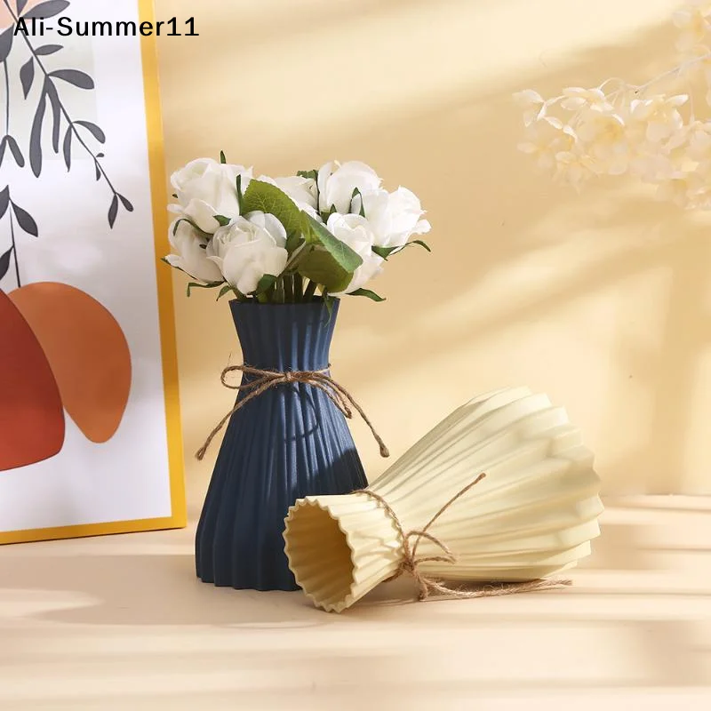 【Y11】Creative Origami Vase European Pleated Vase Plastic Waist Folding Flower Vase Folding Paper Style Dry Flower Bottle Modern