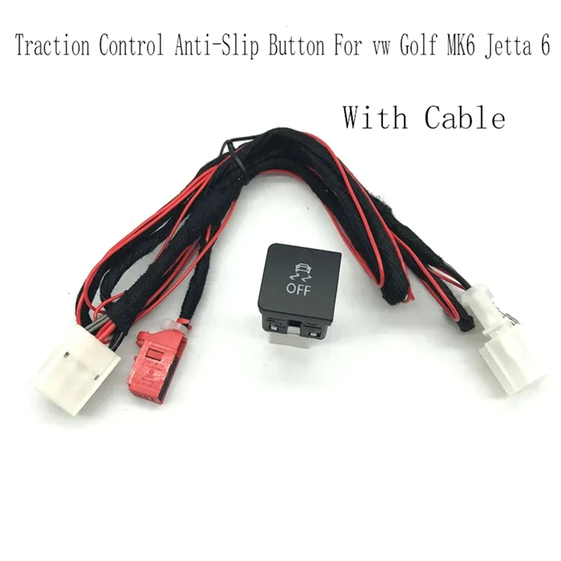 

5 Set Car ESP OFF ASR TCS TRC Switch Traction Control Anti-Slip Button With Wiring Harness For Vw Golf MK6 Jetta