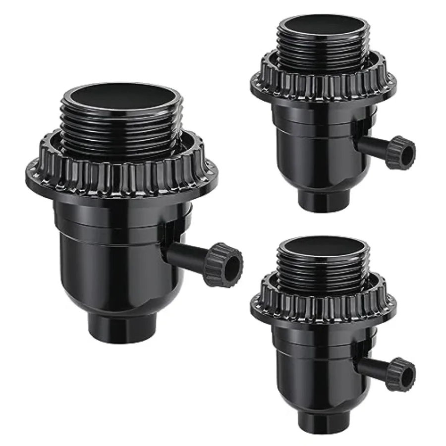 UL Listed E26 Light Socket, Lamp Socket Replacement with ON/Off Switch Medium Base Lamp Parts with 2 Lamp Socket Ring, Light Bu
