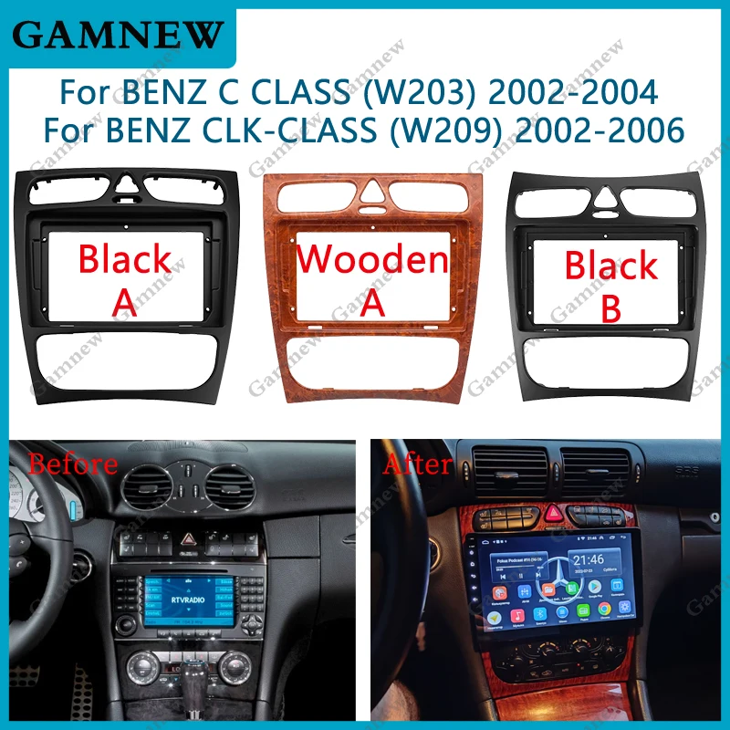 9 inch Car Screen Radio Stereo Fascia Frame Panel Canbus Box Dash Facia Kit For Mercedes-Benz C-CLASS W209 2002-2006