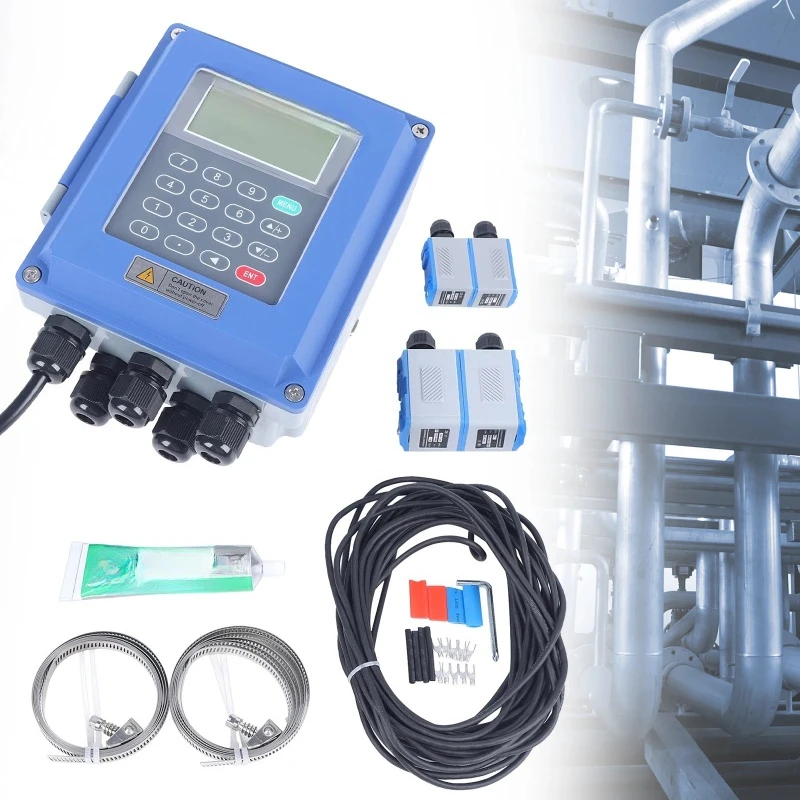 TUF-2000B Ultrasonic Liquid Flowmeter ±1% Accuracy IP67 Pipeline Flow Meter with TS-2 TM-1 Transducer SD Storage