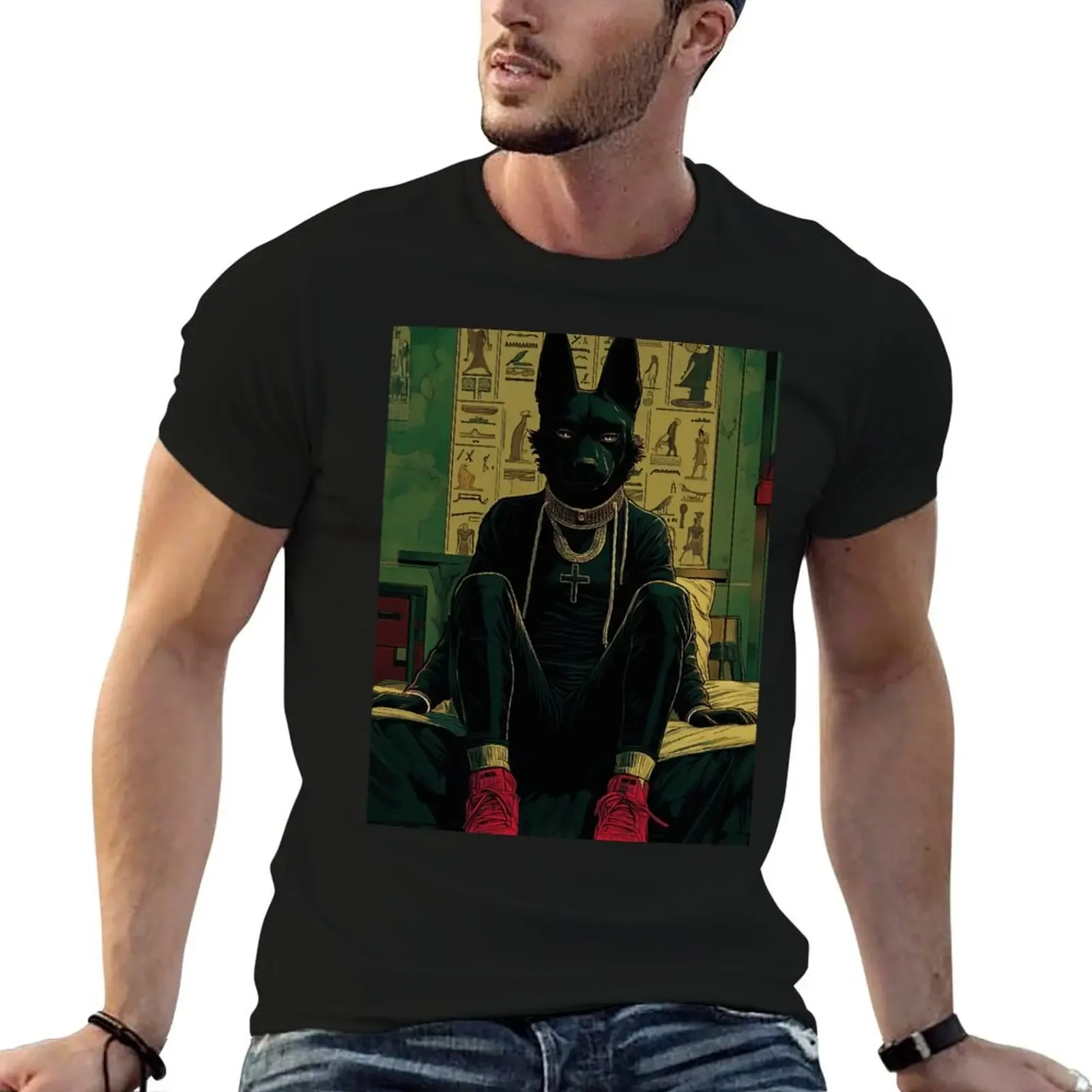 90s Relaxing Anubis - Lo-fi Vibes T-Shirt shirts graphic tee Short sleeve tee custom t shirt tops heavy weight t shirts for men