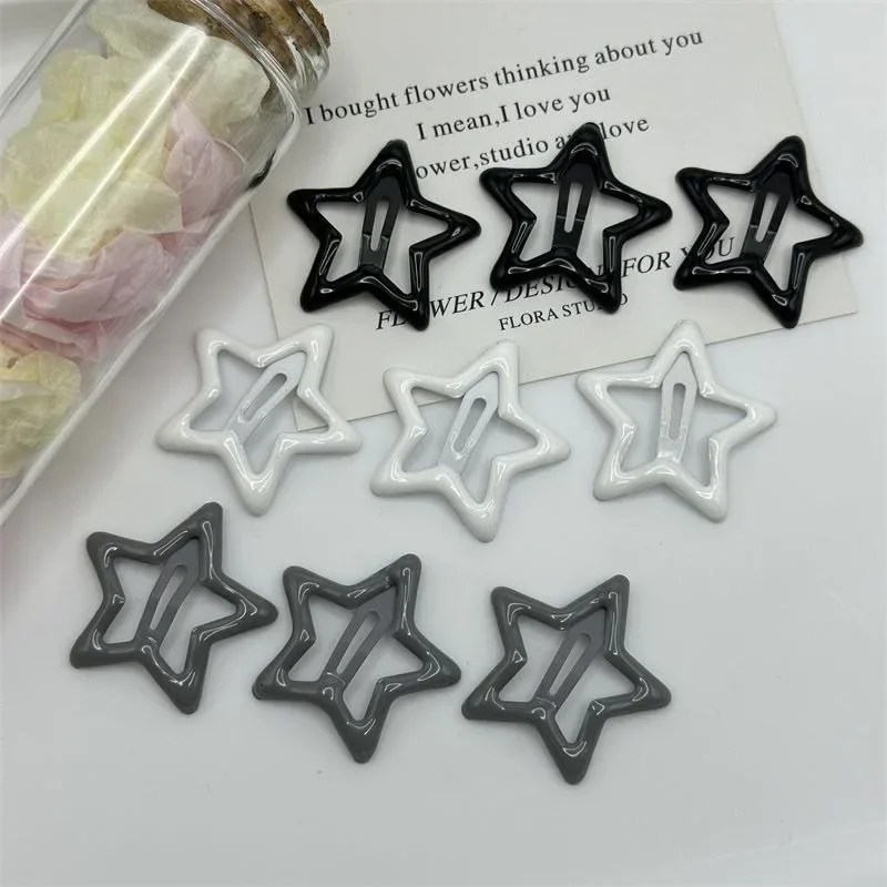 2/20PCS Star BB Black Hair Clip for Girls Y2K Cute Star Barrettes Women Personality Metal Snap Clip Headdress Hair Accessories