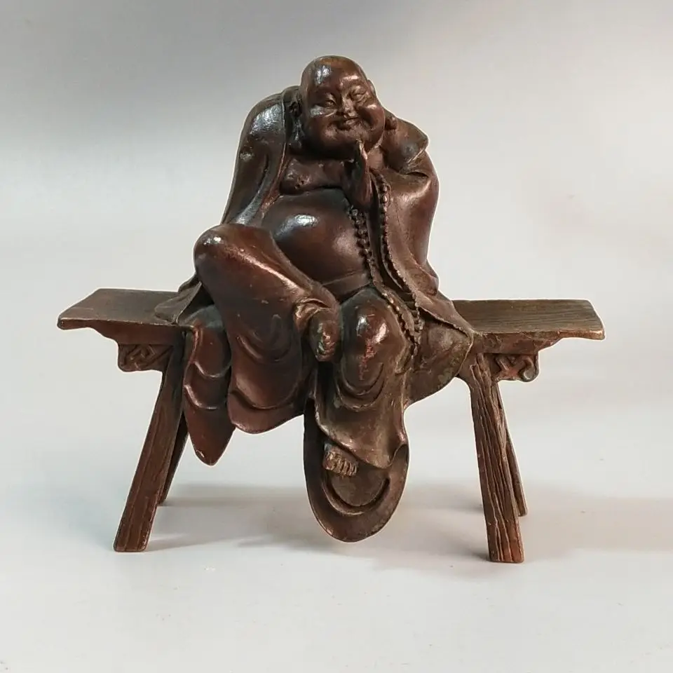 Vintage Maitreya Statue Tibetan Buddhism Buddha Figurines Home Room Office Wealth Luck Feng Shui Decor