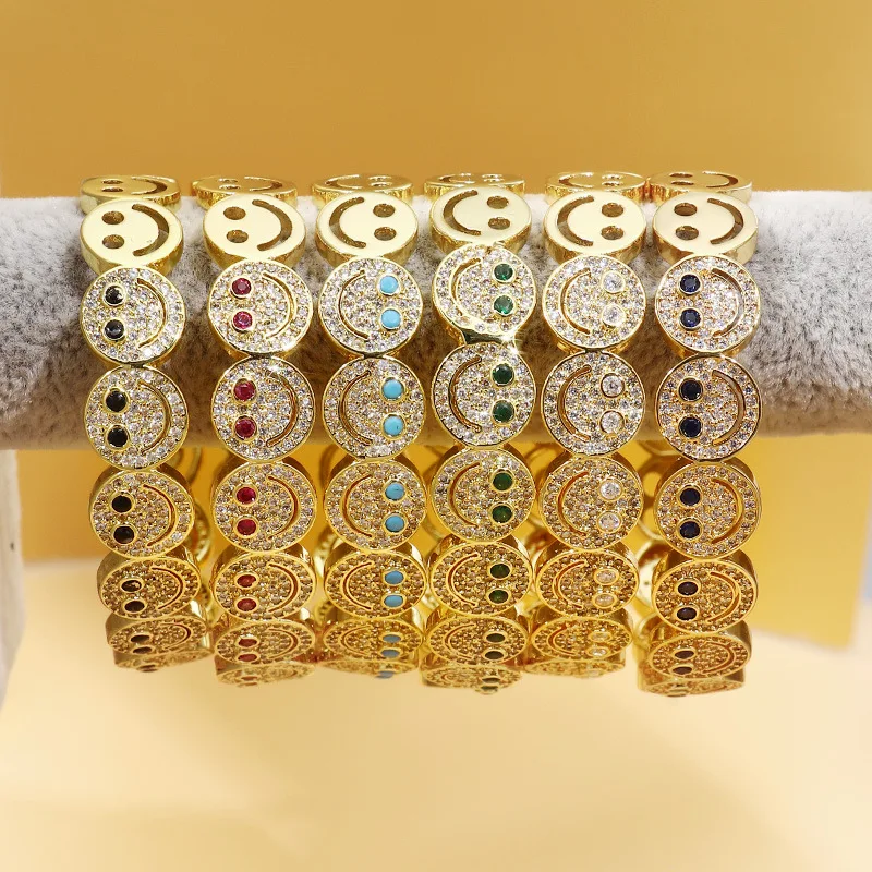 New Stylish Round  Cuff Bangle Bracelet Copper Gold Plated Cubic Zirconia Charm Party Women Men Gifts Jewelry Access image 2