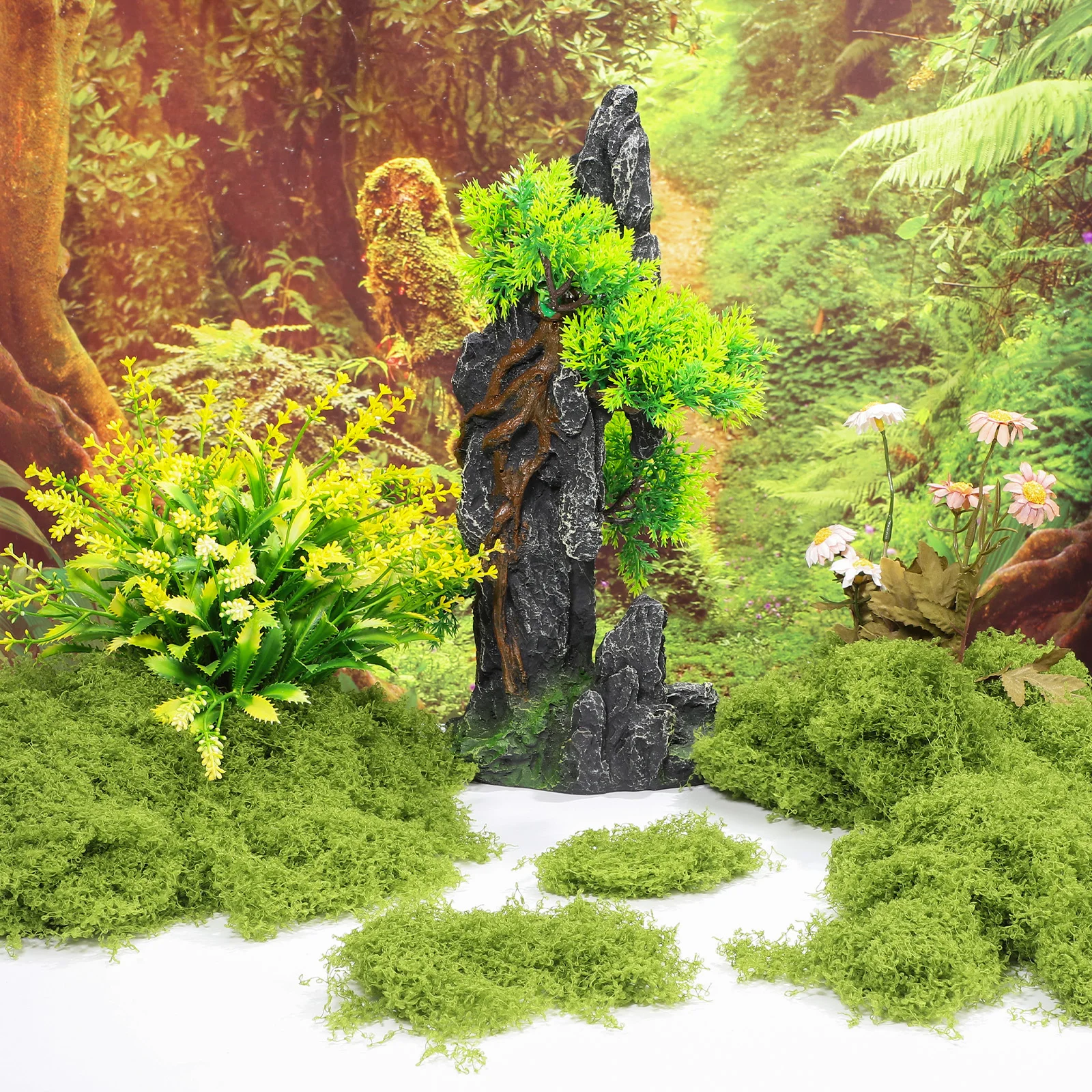 

Artificial Moss Decorative Plants Green Silk Floss Plants For Decor Fake Moss Craft Long Lasting Realistic