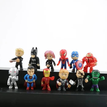 12 adet/takım yeni Q Avengers Mini rakamlar Hulk Thor örümcek adam aksiyon figürü oyuncakları süper kahraman modeli oyuncaklar çocuklar için noel hediyeleri