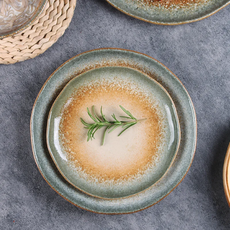 1pc-wave-edge-ceramic-plate-retro-chinese-style-home-high-end-feeling-round-bowl-underglaze-color-craft-tableware-set