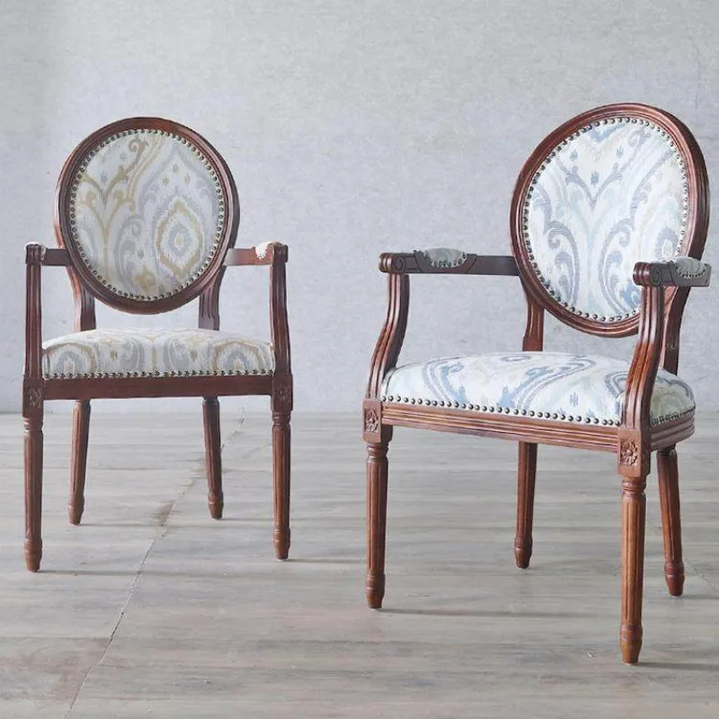 American walnut dining chair household solid wood with armchair new Chinese art European medieval study desk chair