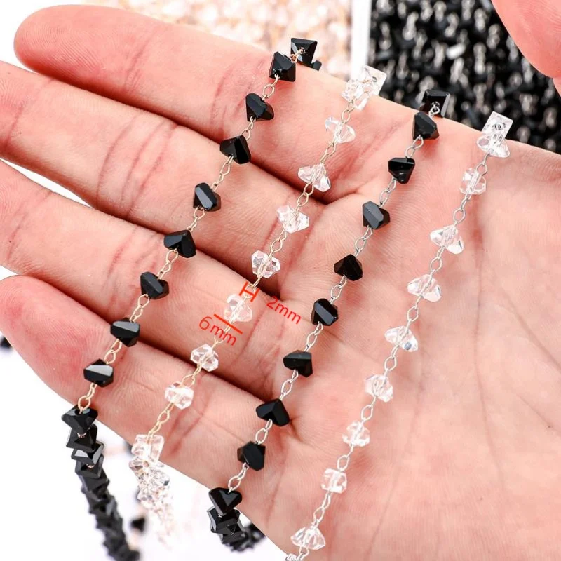 1 metres Triangle crystal chain copper Chain for Jewelry Making DIY Glasses anti slip chains Necklace Chains accessories Y21