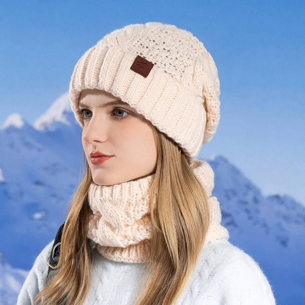Neues verdicktes Fleece-Mütze-Schal-Set, hält warm, winddicht, warme Mütze, gestrickt, weiches Material, Outdoor-Fahrradmütze, kaltes Wetter