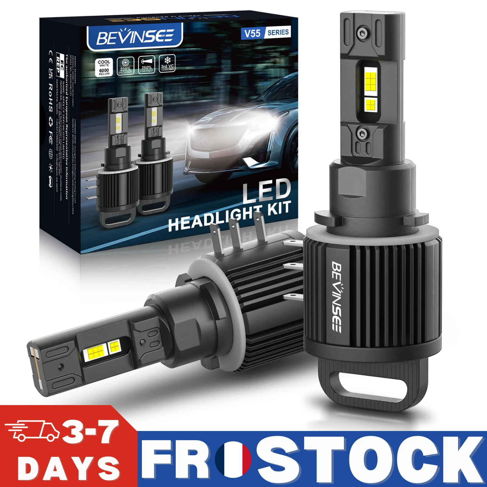 Bevinsee H15 Led Canbus High Beam+Drl 110W 11000Lm High Power Super Bright for Vw Golf 7 Golf 6 Mk7 Touran Bmw Plug&Play 6000K