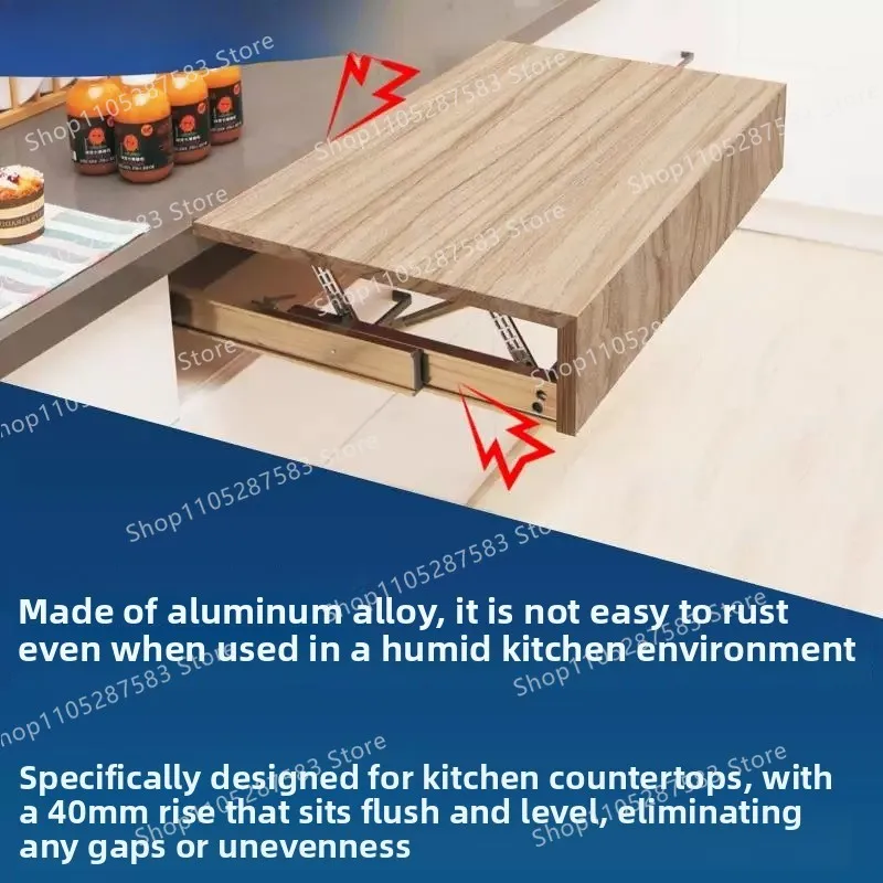 Kitchen countertop rising slide 40mm thick double-layer extension guide heavy-duty heightening invisible widening