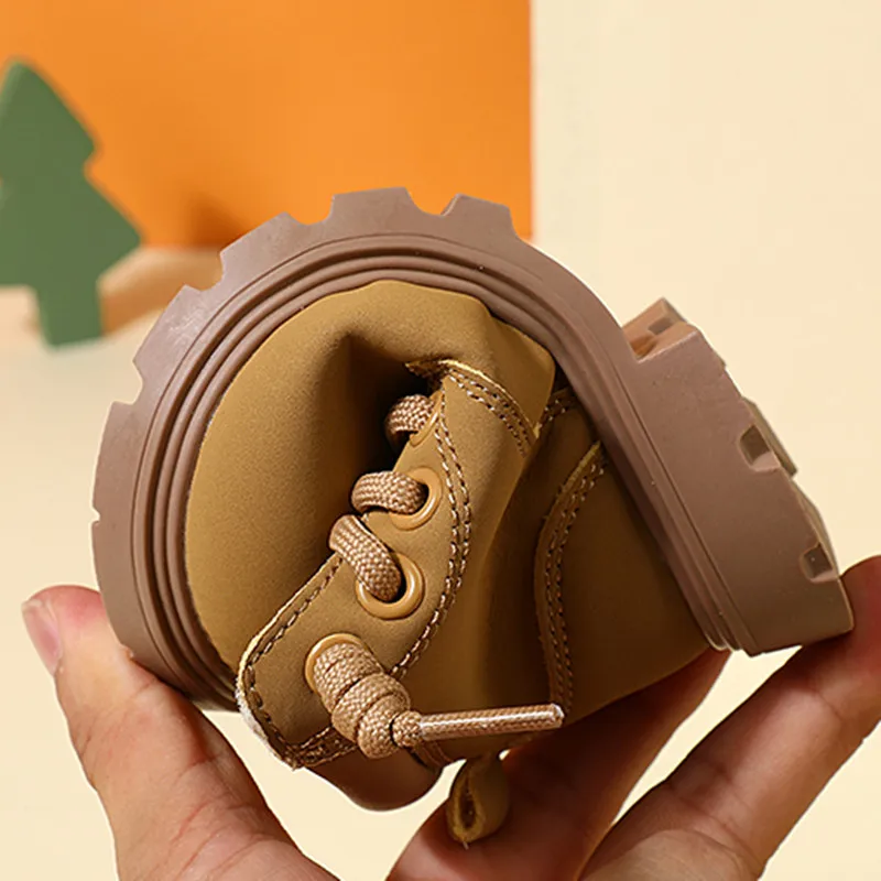 2024 New Autumn Children Boots Leather Toddler Boys Ankle Boots Soft Sole Non-slip Fashion Little Girls Boots EU 15-25