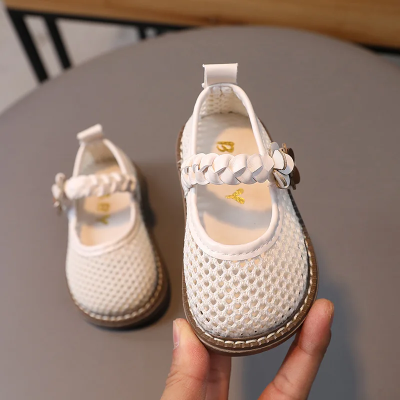 2023 Summer Baby Girl Sandals Kids Mesh Cut-outs Princess Shoes Soft Sole Anti Slip Baby Shoes Toddler Breathable Flat Sandals