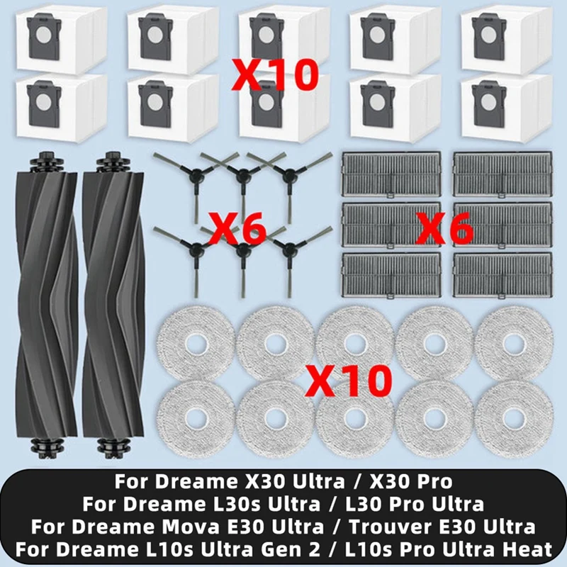 34PCS Vacuum Attachment For Dreame Mova E30 Ultra / L10s Ultra Gen 2 / L10s Pro Ultra Heat / X30 Ultra Robot Spare Parts