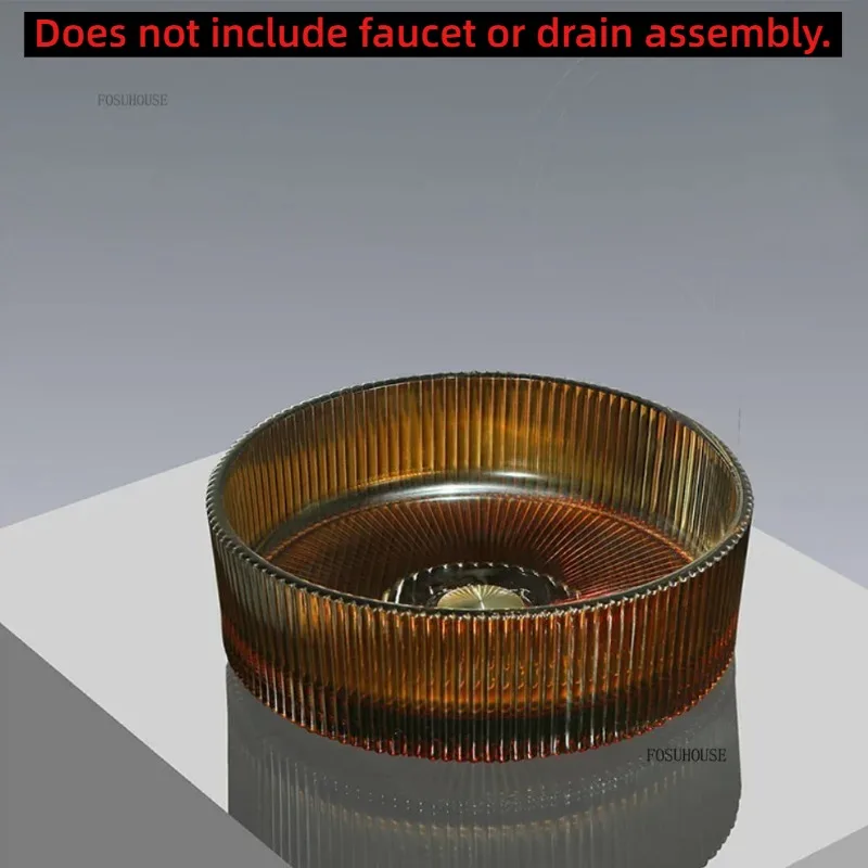 Modern minimalist gold washbasin, hotel art glass washbasin single basin