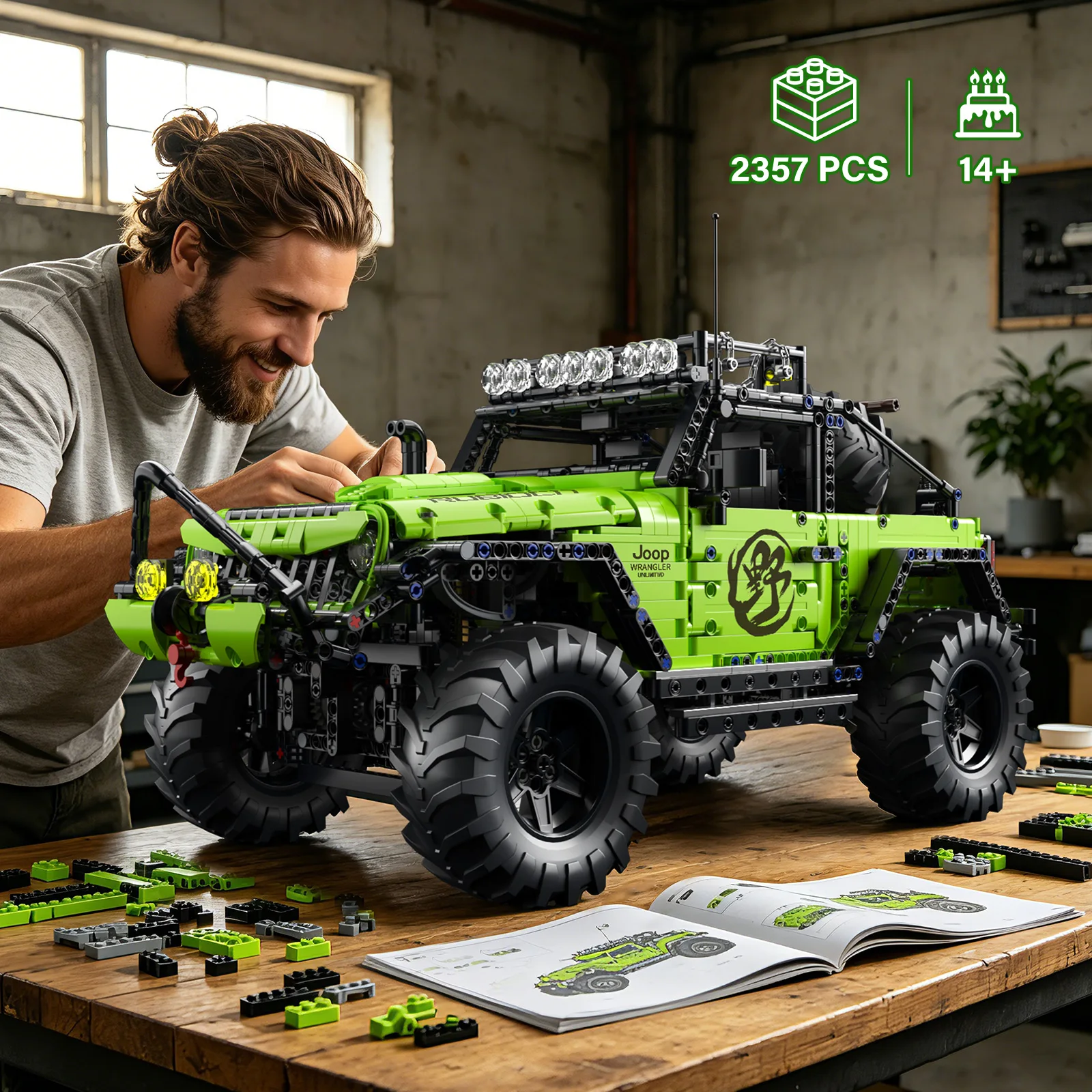 KAVOWORLD 1:8 Scale Heavy-duty 4WD Off-Road Truck Bricks 2357PCS Detailed Mechanical Engineering Kit Adult DIY Gifts for Teens