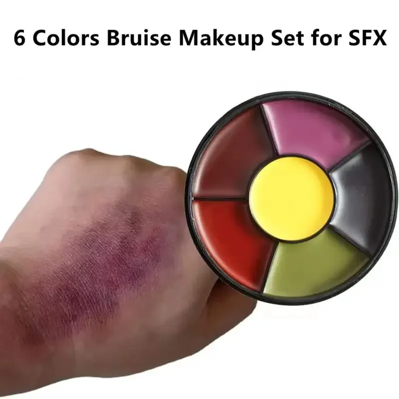 6-Color Bruise Wheel Makeup Kit - Realistic SFX Zombie Makeup with Vibrant Face and Body Paint, Perfect for Halloween Costumes