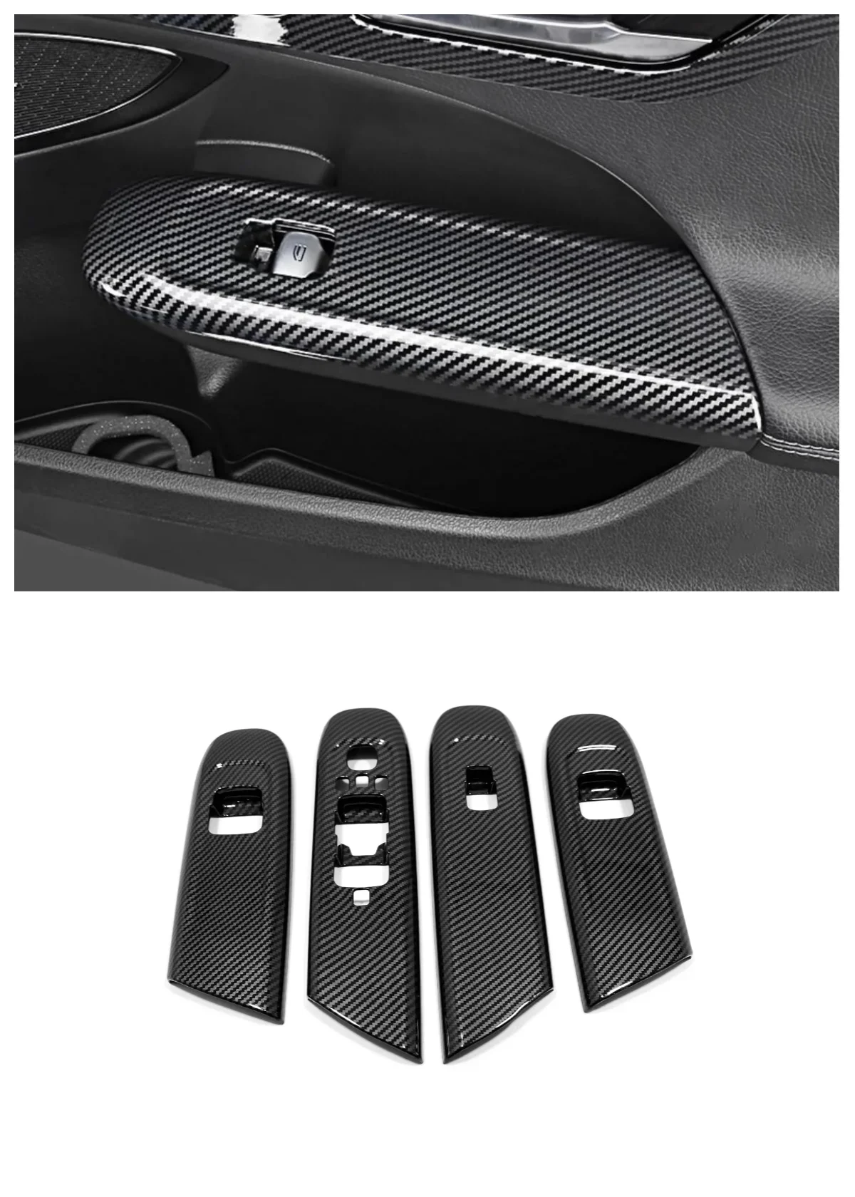 

Suitable for 2022 Mercedes Benz C-Class Glass Switch Lift Switch Panel Decorative Frame 4-piece Set