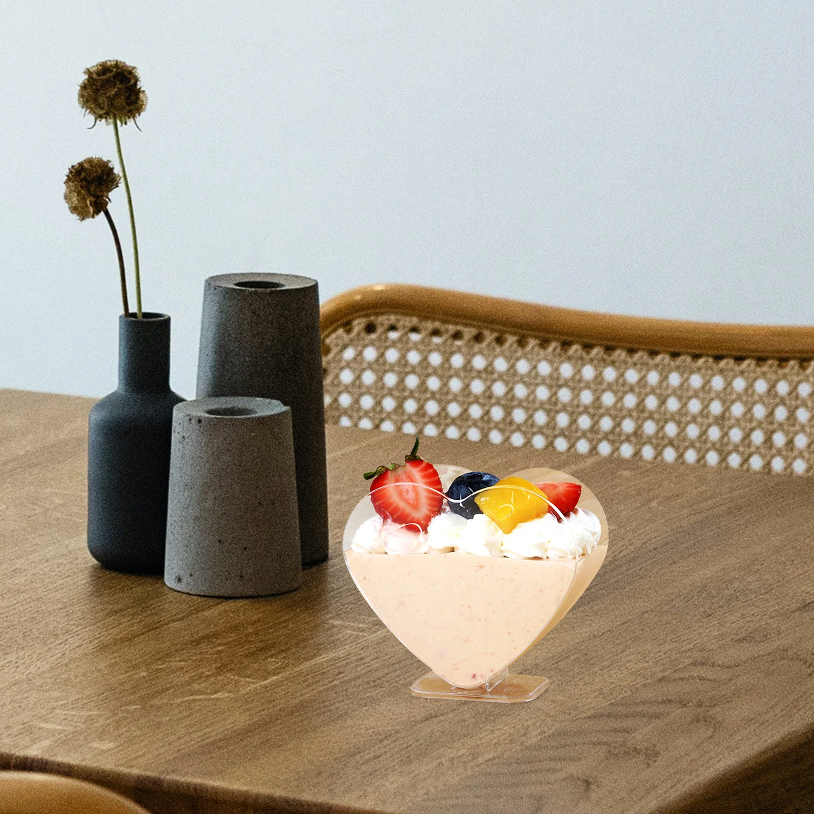

40pcs Heart Shaped Dessert Cups Food Grade Plastic Clear Containers Versatile Storage Cake Cups For Ice Cream Pudding