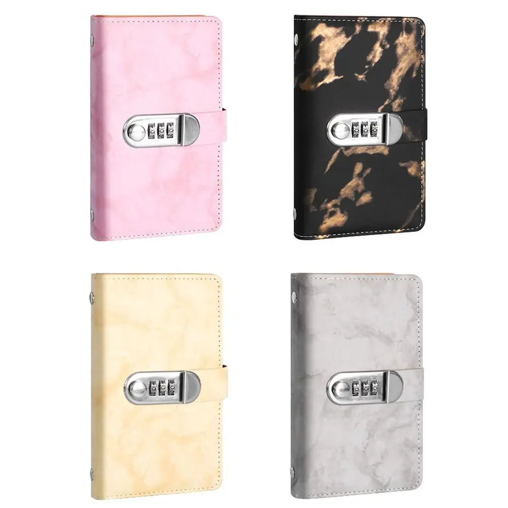 High Quality PU Cash Deposit Book Marble with Password Lock A6 Savings Binder 100 Pockets Budget Planner Budget Planning