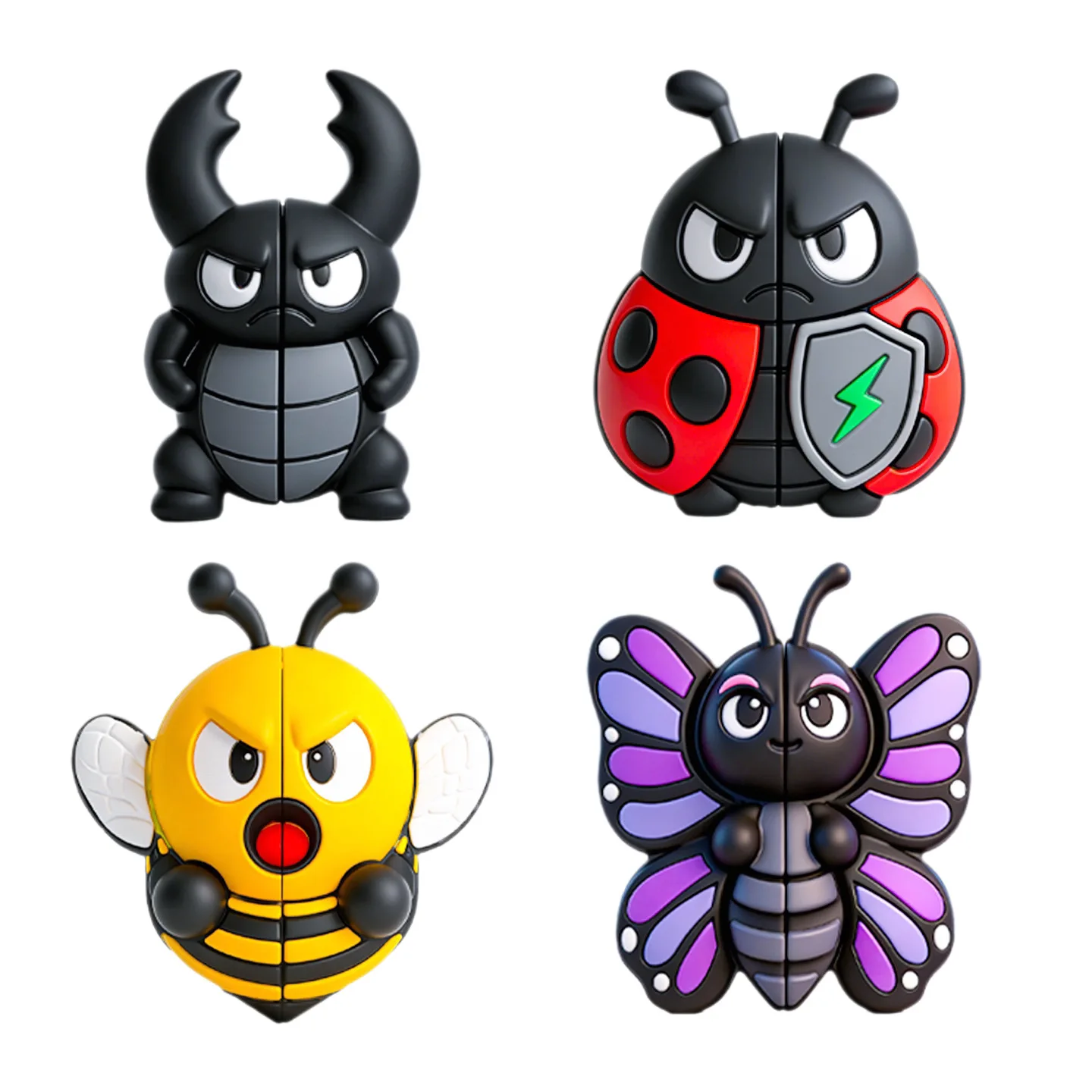 Cute Cartoon Insect Car Door Anti‑Collision Sticker, Lovely Bee & Butterfly Door Edge Guard, Silicone Anti‑Scratch Protector Pad