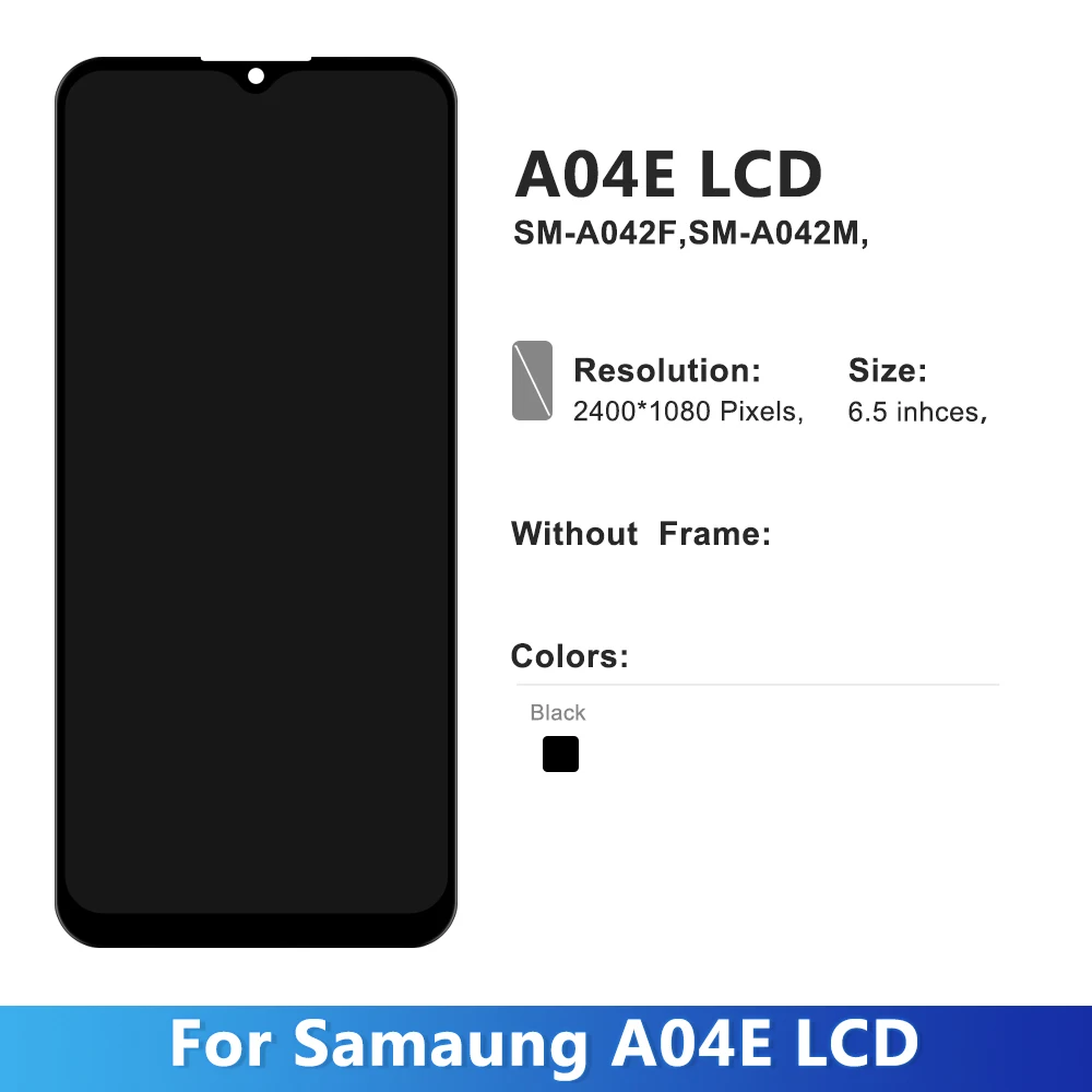 For Samsung A04e LCD Display Touch Screen With Frame Digitizer Assembly A042F A042M Replacement Parts