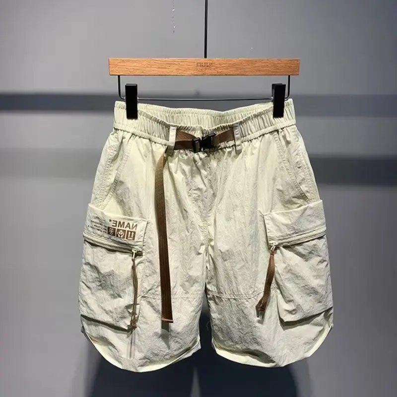 Men's Fashion Contrast Pockets Patchwork Loose Shorts Summer New Solid Elastic Waist Trend Casual Shorts Korean Men Clothing