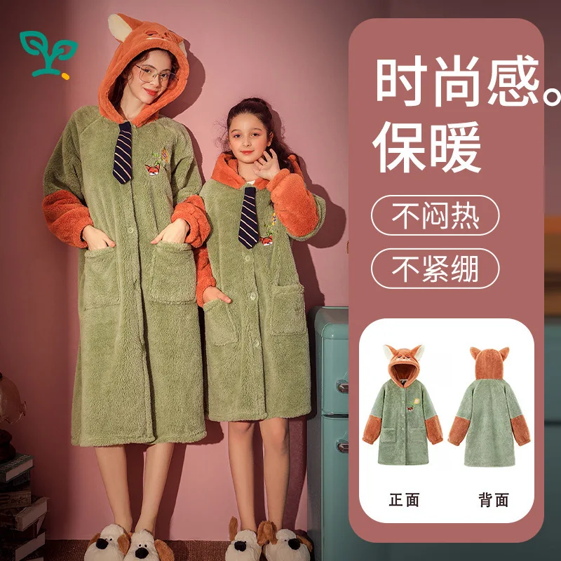 

Disney Cartoon Zootopia Movie Merchandise Winter Warm Cute Pajamas Parent Child Clothing Nick Casual Home Soft Sleepwear