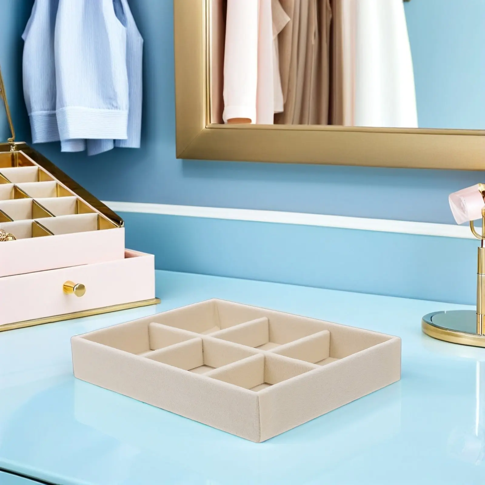 

4Pcs Premium Divided Jewelry Storage Tray for Rings Earrings Organizing Display At Home Bedroom Living Room Or Retail Counter