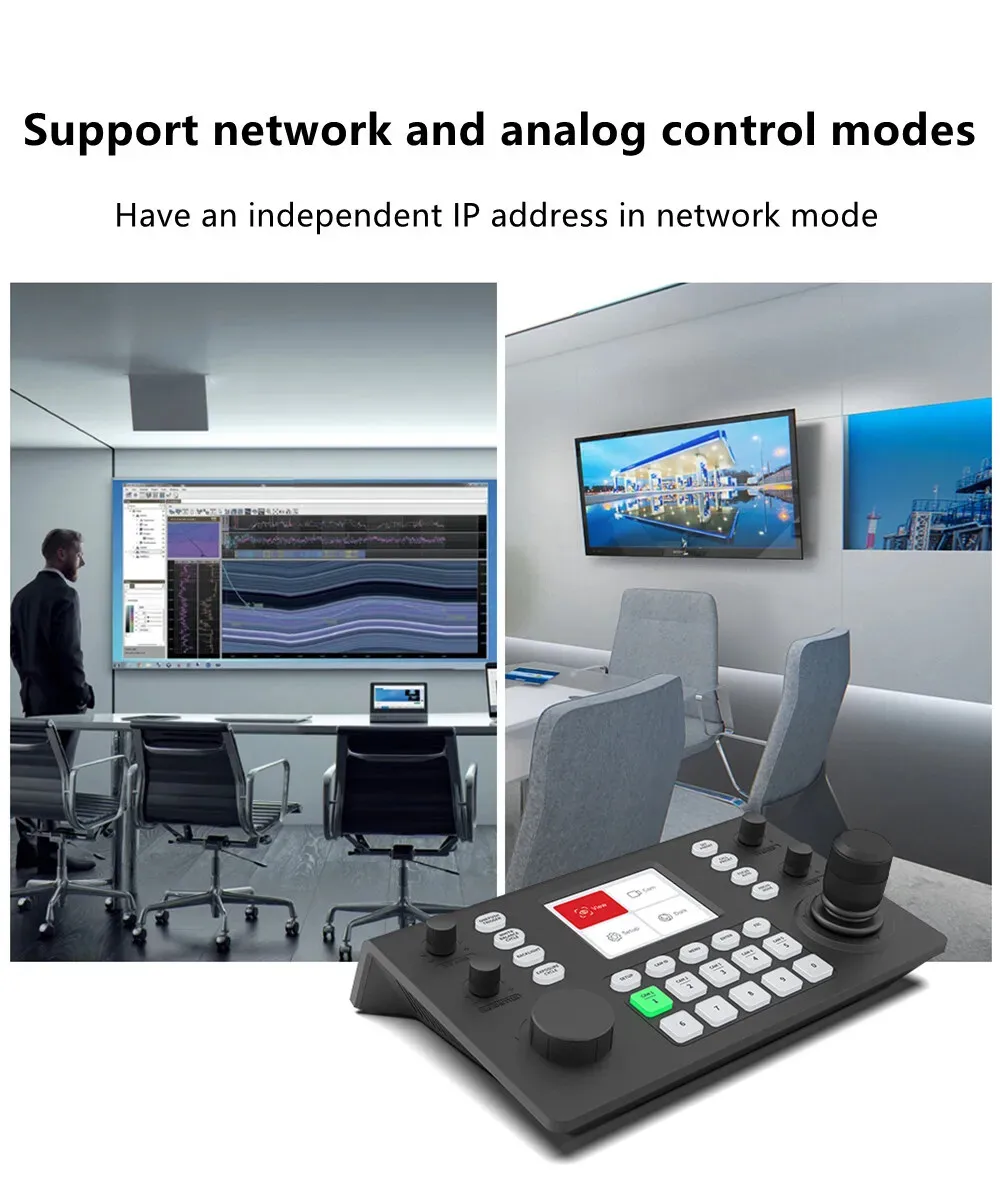 MOVMAGIC NDI Camera Decode Controller PTZ Control Keyboard 3D rocker 3.49” Inch Display Network Joystick Master Control Panel