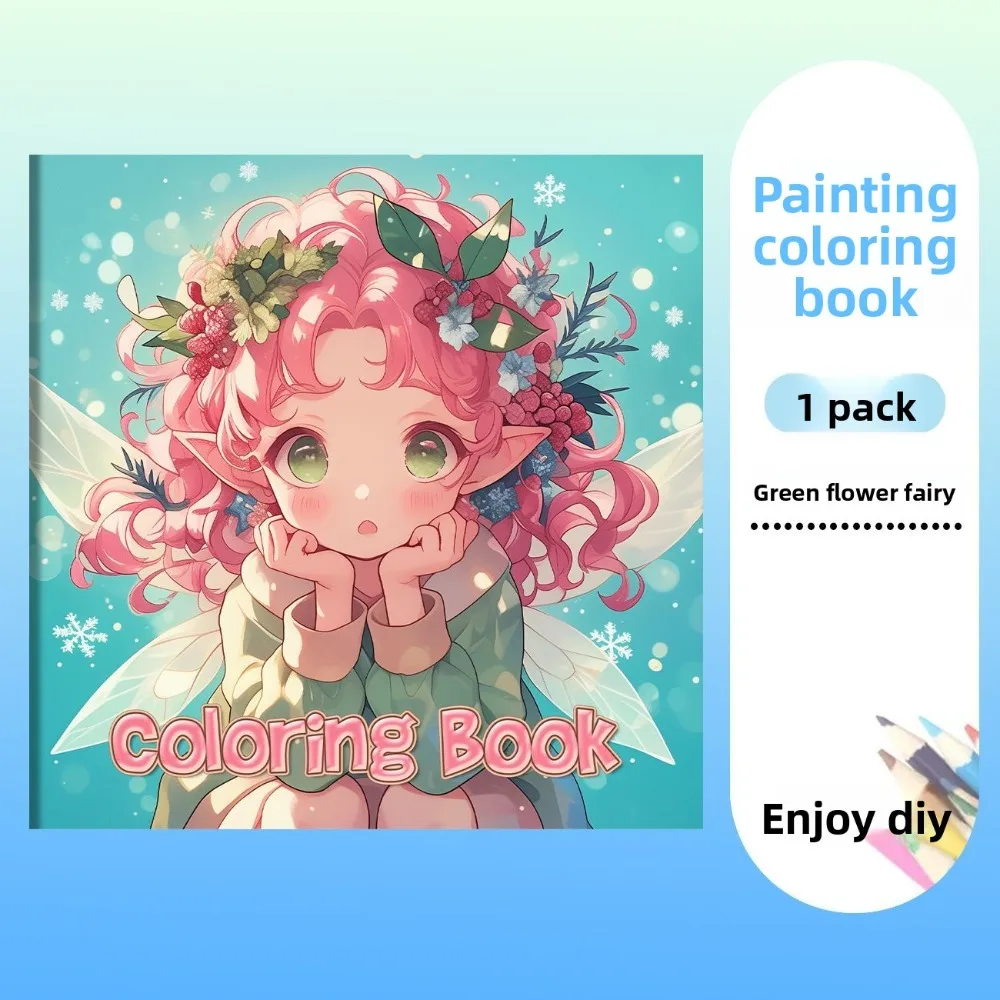Flower Fairy Theme Coloring Book Creative DIY Graffiti Stress Relief Enhance Focus With Colored Pencils Drawing Notebook