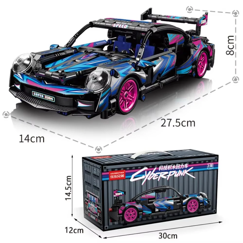 540PCS Super Sports Car Model Building Bricks Cyberpunk Rally Car Raceing Engineering Toys for Play and Display Model Toy Gift