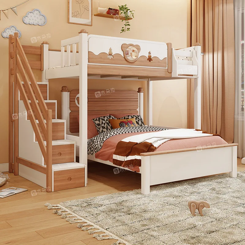 Staggered upper and lower beds Bunk beds High and low Upper and lower Children's beds Elevated Multifunctional
