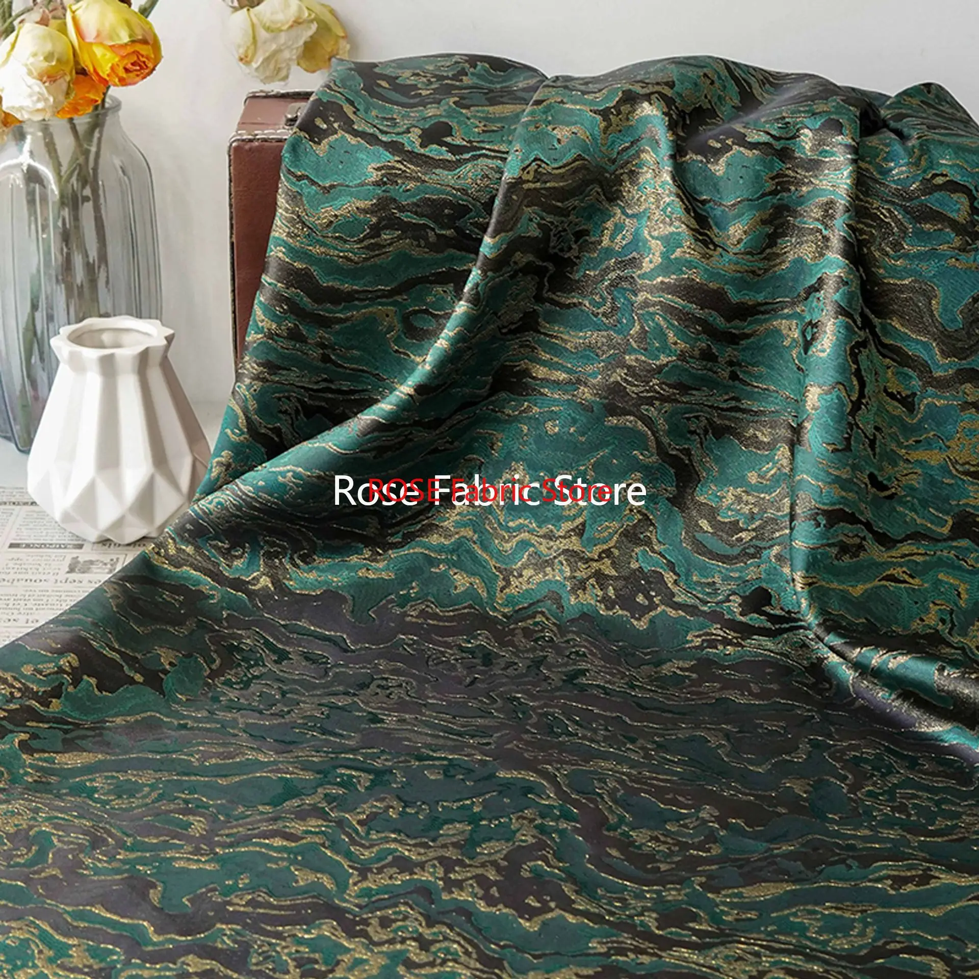 

1 Meter Marble Pattern Jacquard Fabric Fashion Evening Dress Skirt Vest Handmade Diy Sewing Fabric