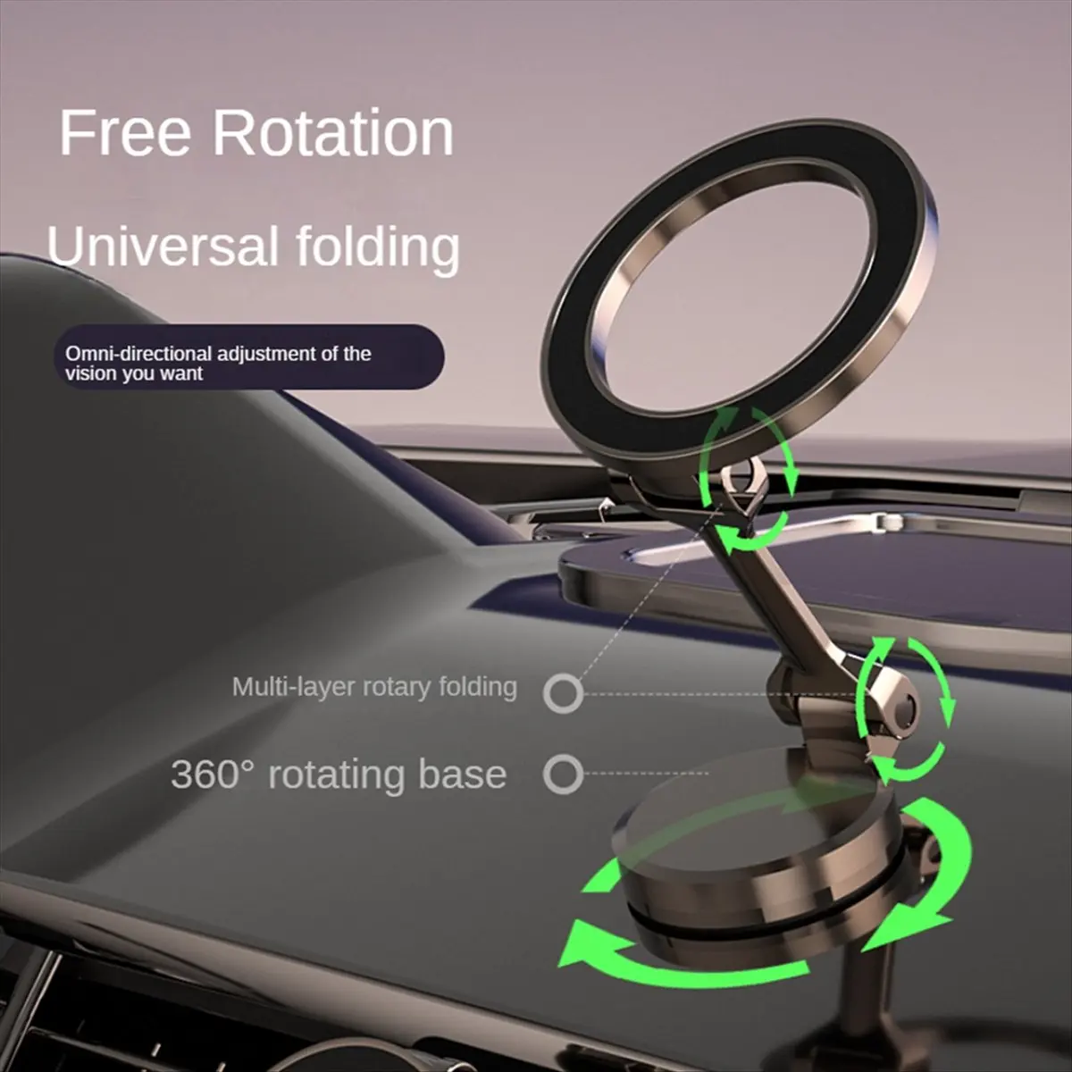 newT77 Magnetic Phone Holder for Car Strong Magnetic 360° Rotational All-Metal Phone Holder for Phone, Gunmetal Color