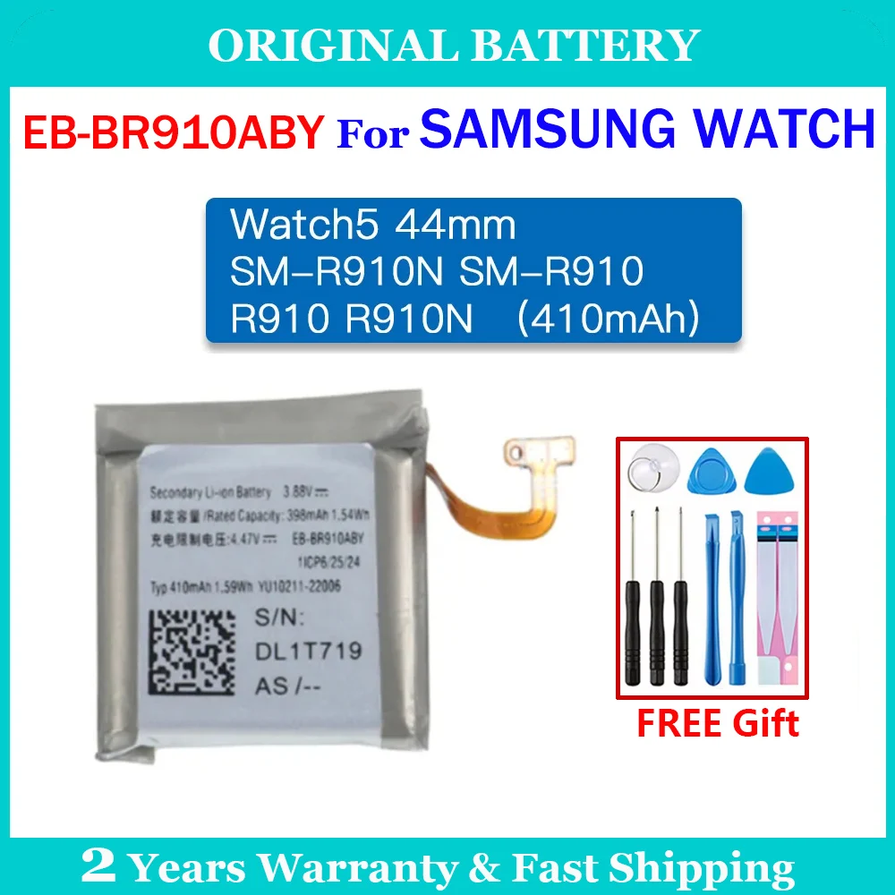 New EB-BR910ABY Battery For SAMSUNG Watch5 44mm SM-R910N SM-R910 R910 R910N 410mAh Replacement Batteria Rechargeable Battery