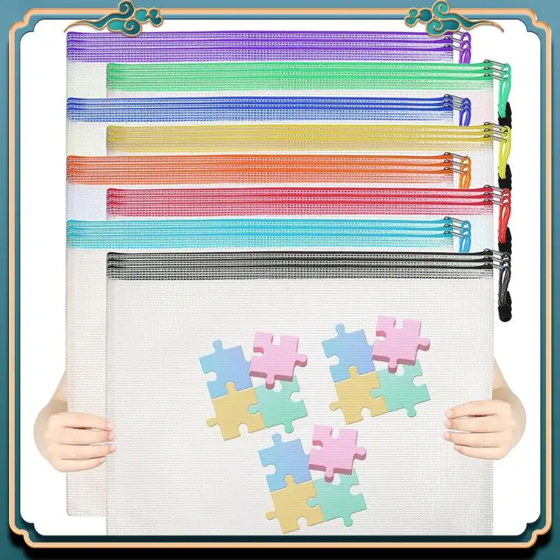 (ใหม่)-ตาข่ายซิปกระเป๋ากระเป๋า 8 สีReusable Clearกระเป๋าเดินทางสําหรับจัดระเบียบเกมกระดานOffice Home School Supply