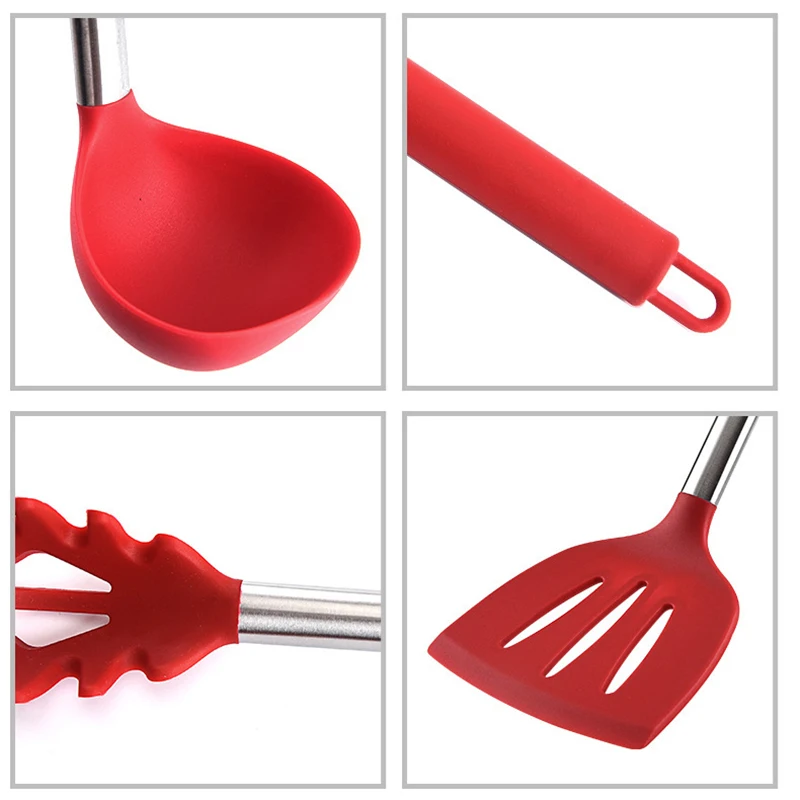 6-11Pcs/Set Silicone Stainless Steel Kitchen Utensils Set For Kitchen Cooking Tools Non-stick Cookware Kit Kitchen Accessories