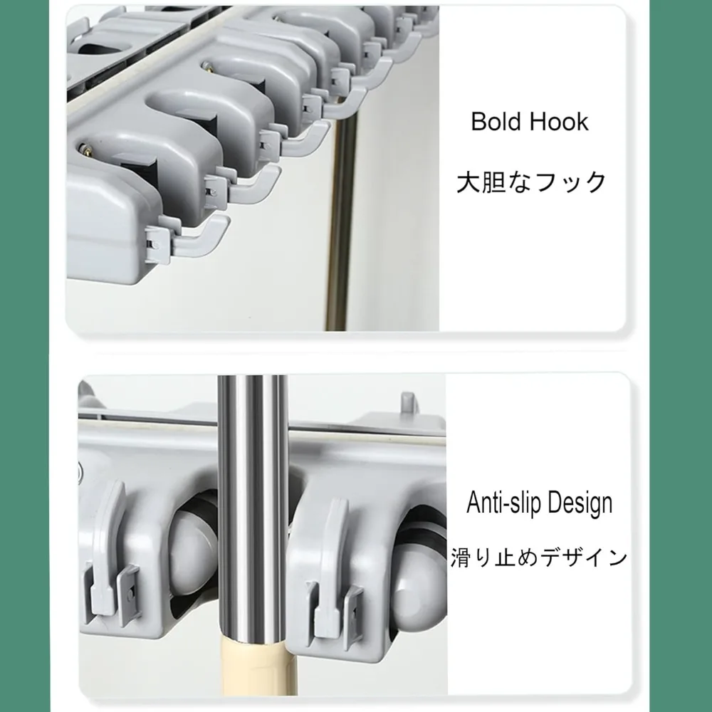 رف تخزين المكنسة والممسحة المحمول للتنظيف التجاري، عربة تنظيم لمستلزمات التنظيف وأدوات الحدائق #3