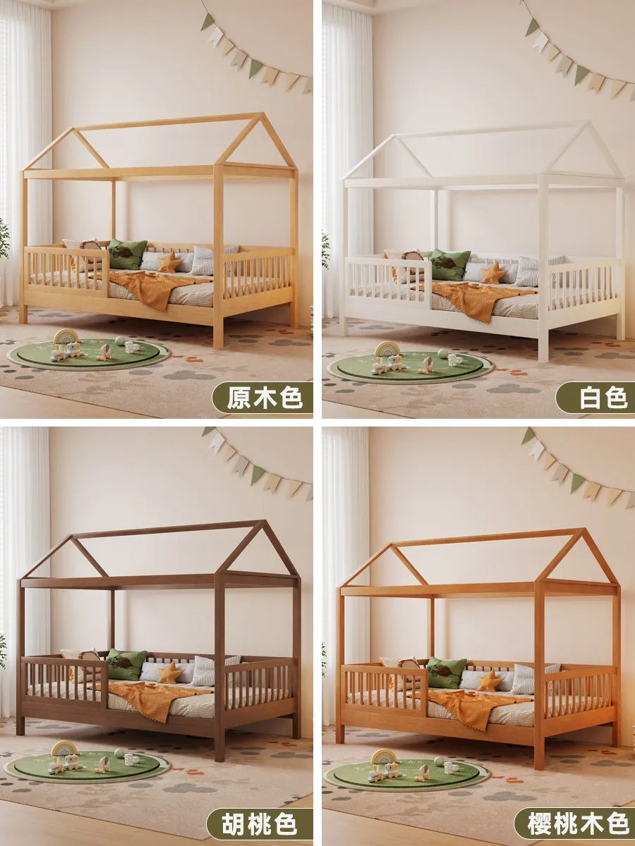Solid wood children's bed boy girl bedroom house bed tree house tent baby guardrail cartoon girl princess wooden bed