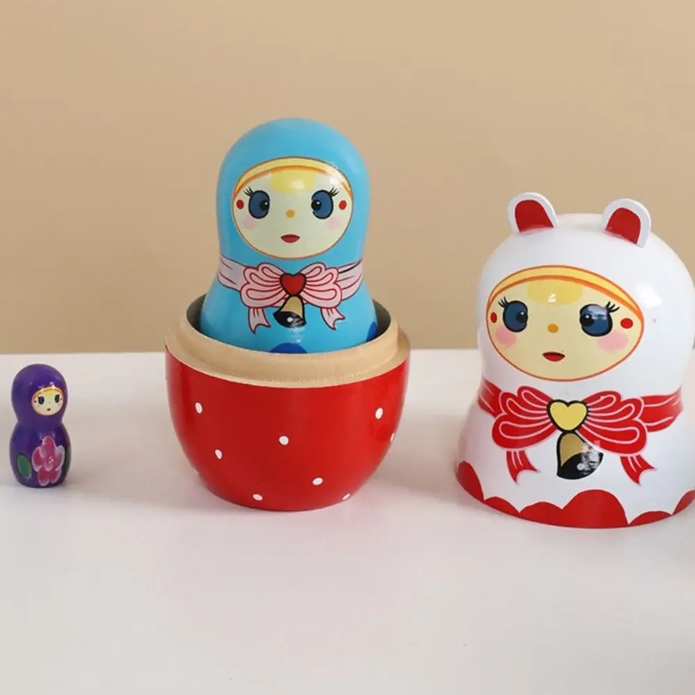 งานฝีมือ 5 ชิ้น/เซ็ตตุ๊กตาแมทริออชก้าสัตว์สมูทคราฟท์ไม้ตุ๊กตาแพนด้าสาวปลอดภัยรัสเซียตุ๊กตาคริสต์มาส