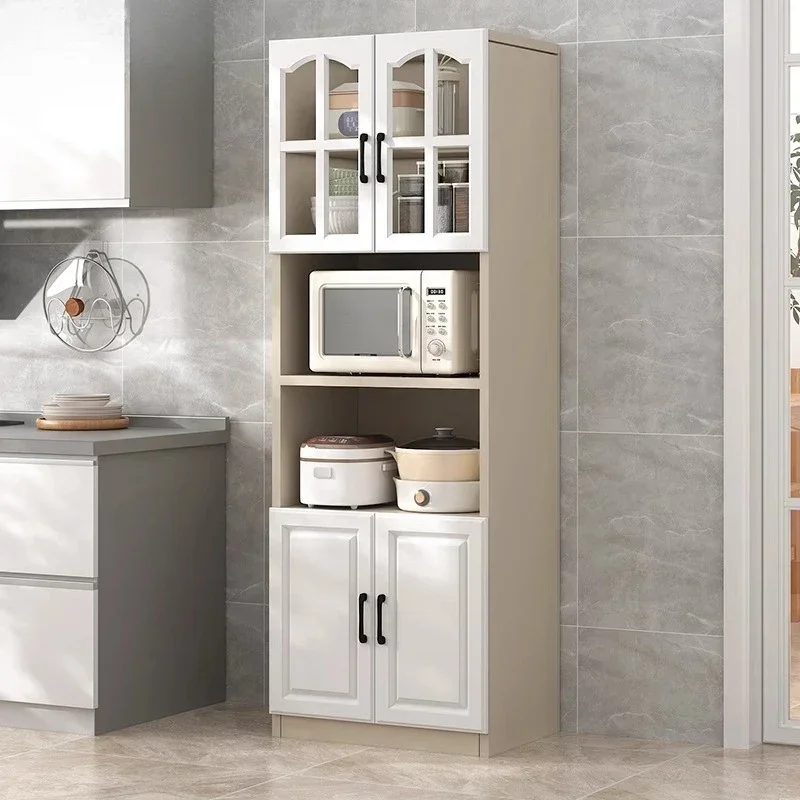 Solid Wood Storage Cabinet Kitchen Side Microwave Oven Shelf Rectangle Shelving Table Floor